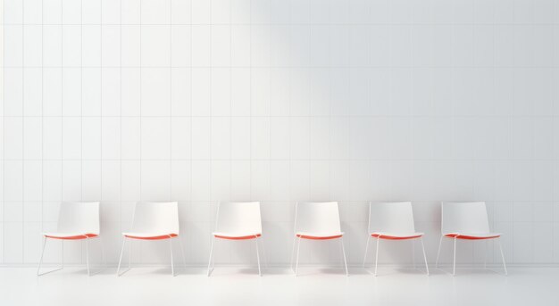 写真 会議室の白い椅子と机