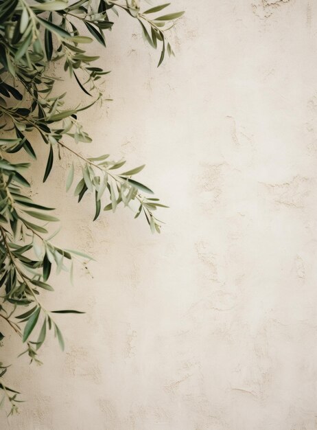 Photo white chalk wall with green olive tree