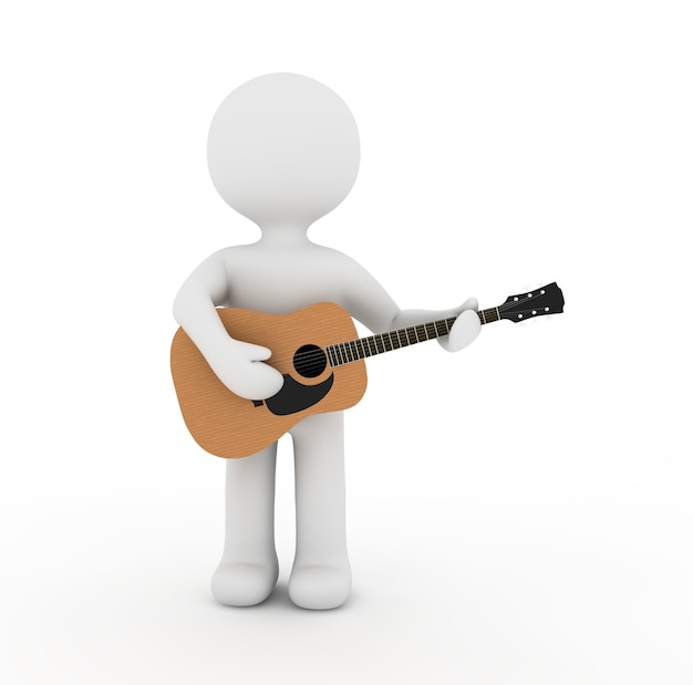 White character playing acoustic guitar