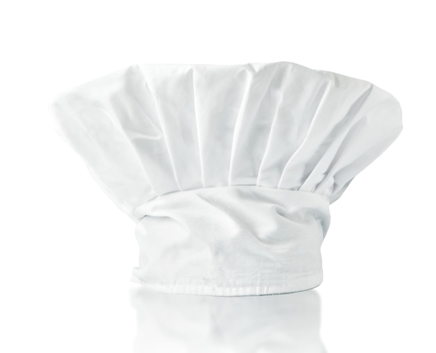 사진 격리 된 배경에 흰색 요리사의 모자