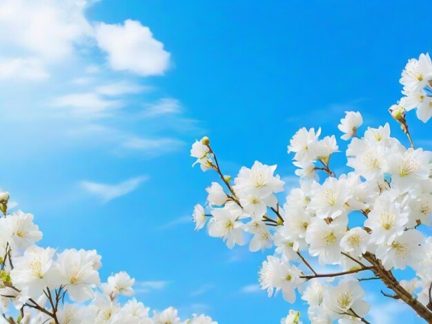 Photo white cherry blossom in spring warm day beautiful nature scene with blooming tree and sun flare