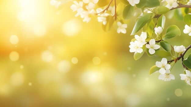 White cherry blossoms on a green background