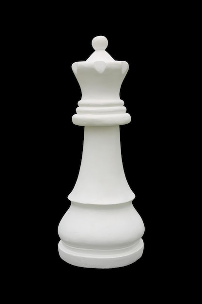 White chess king standing isolated on black background