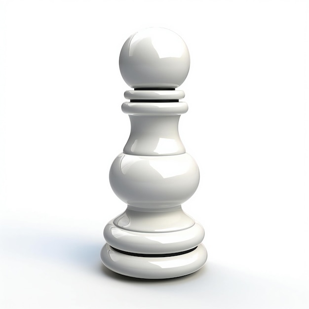写真 白い背景に分離された白いチェスのポーン