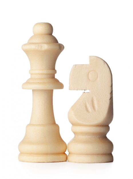 White chess piece isolated on white 