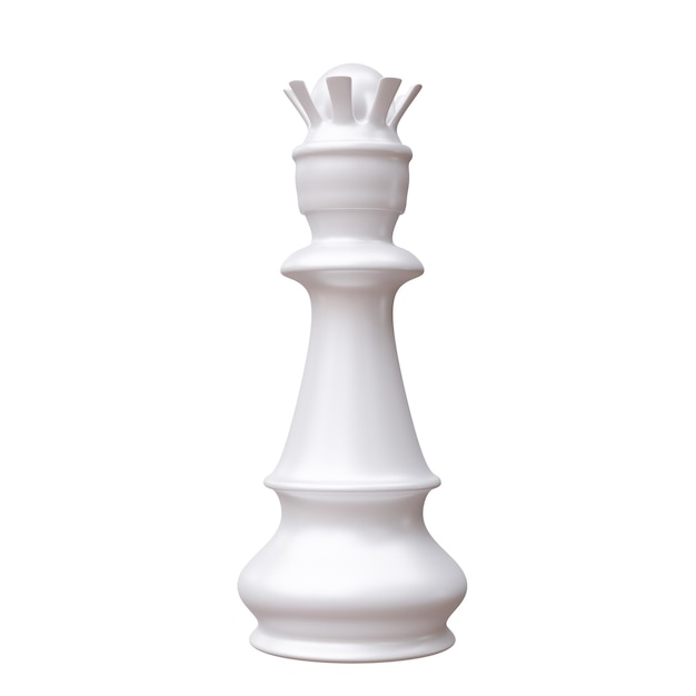 Белая шахматная королева изолирована на белом прозрачном фоне Концепция бизнес-стратегии