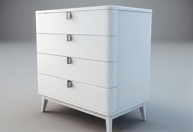 A white chest of drawers with the number 1 on the bottom.