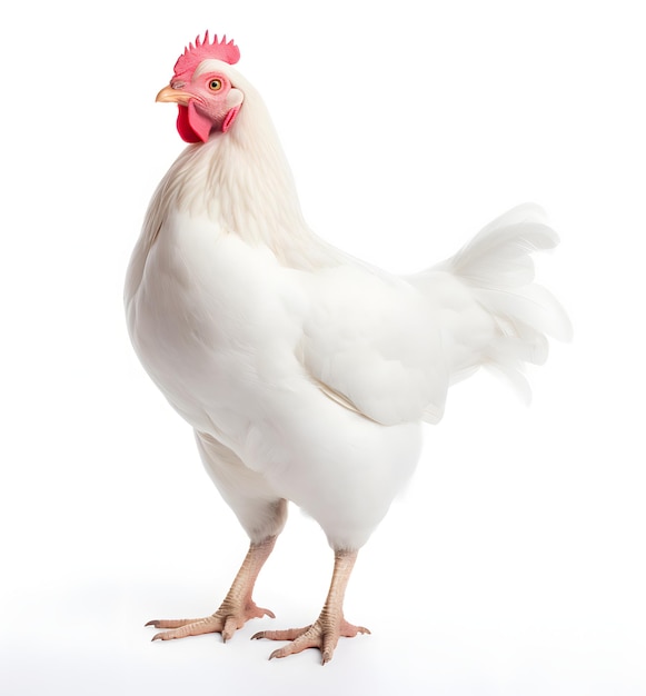 White chicken isolated on white background