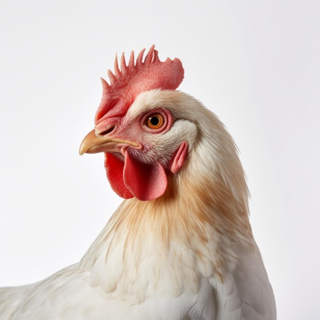 Foto pollo bianco su sfondo bianco una affascinante foto nikon d850 national geographic