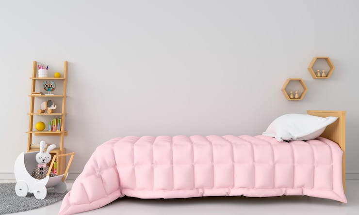 Photo white child bedroom interior for mockup