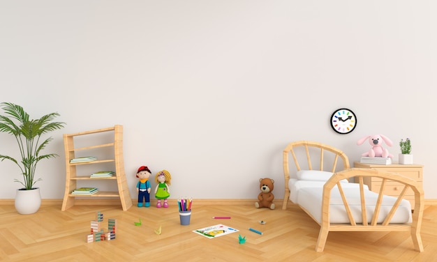 Interno bianco della stanza dei bambini per il modello