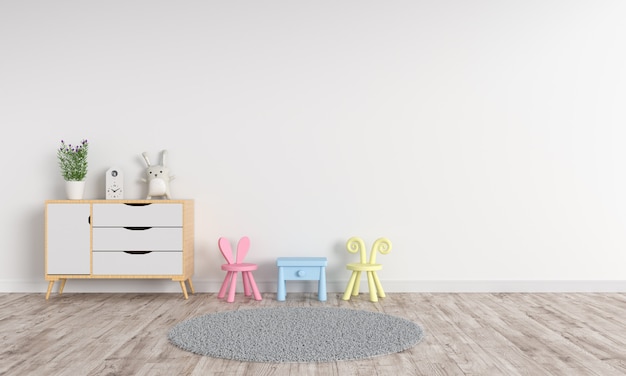Белый интерьер детской комнаты для макета
