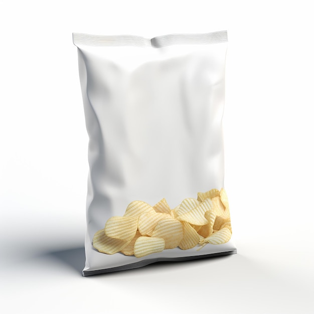Фото Белый пакет чипов на белом фоне