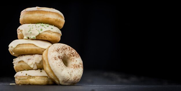 White chocolate Donuts selective focus