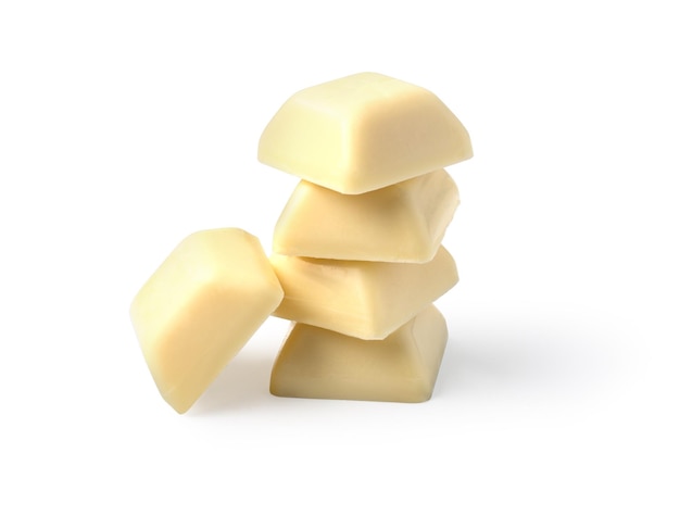 White chocolate pieces isolated