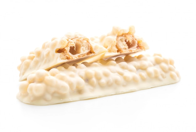 white chocolate with caramel and cereal crispy bar