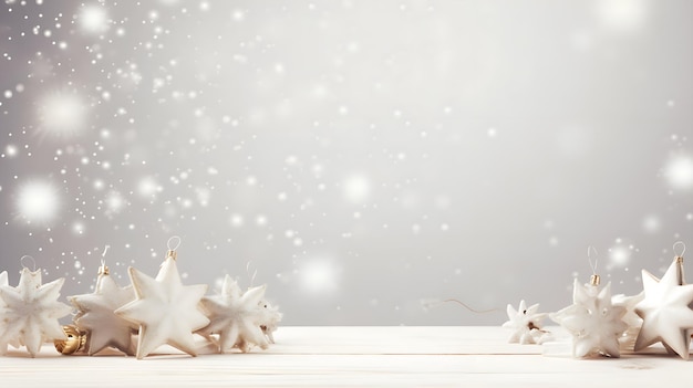 White Christmas background with Christmas decorations and space for text