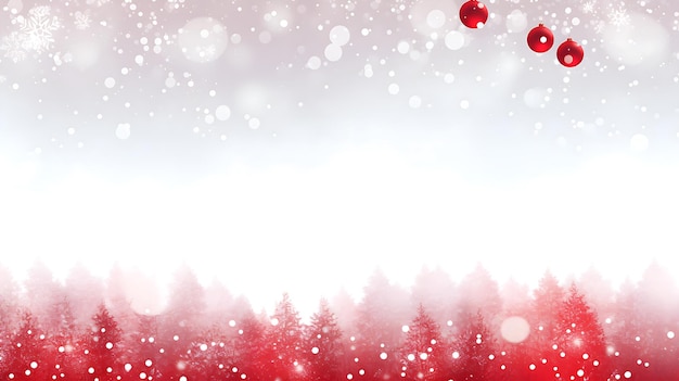 White Christmas background with Christmas red decorations and space for text