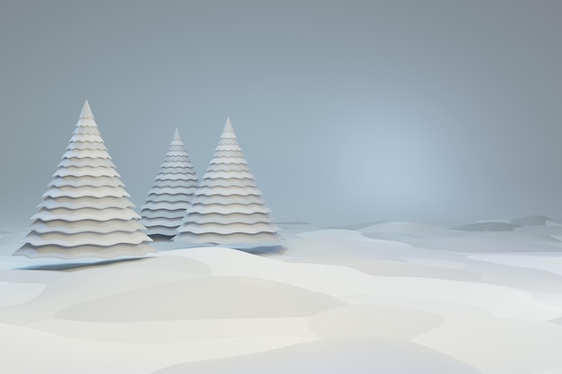 White Christmas tree background 3D rendering