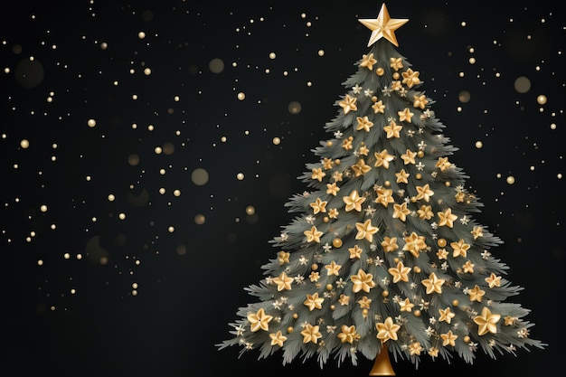 White christmas tree golden decoration New year background Christmas background AI generated image