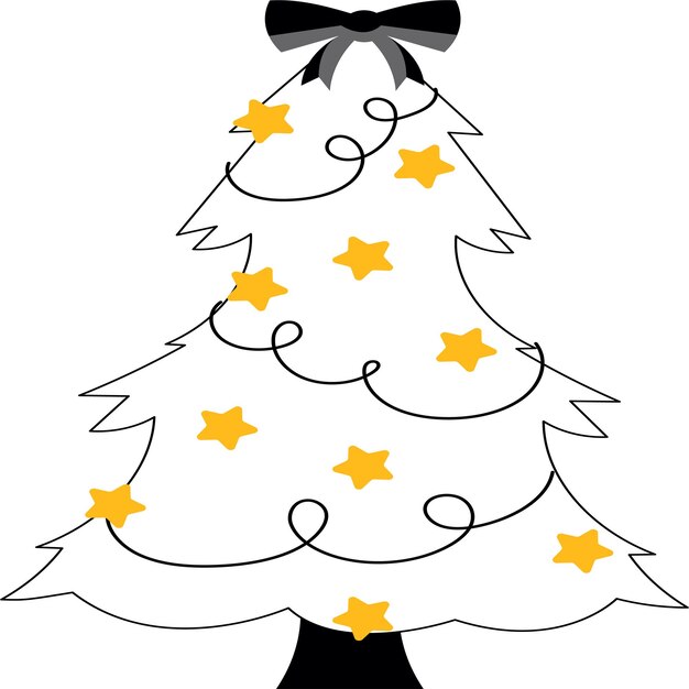 white Christmas tree yellow star on it and black bow on it