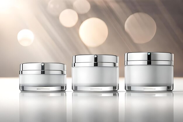 white and chrome cosmetics packaging collection template