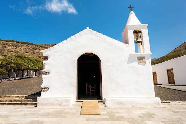 White church with a bell view