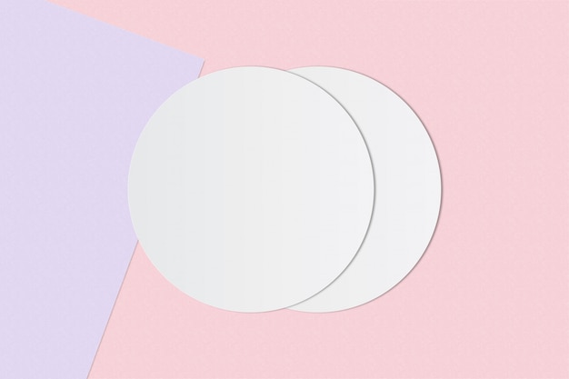 White circle paper and space for text on pastel color background