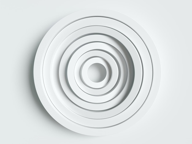 White circles on a white background 3d illustration