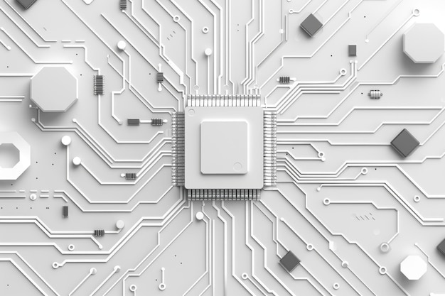 White Circuit Board with Central Processor Unit