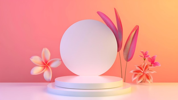 a white circular object with flowers and a round object on it