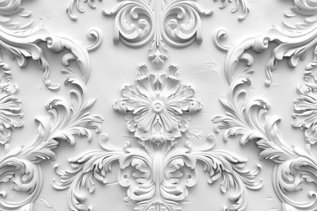 White classic ornate wall panel molding in a detailed baroque style