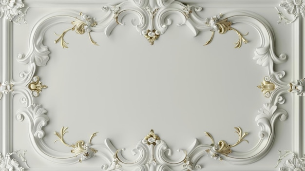 White classic ornate wall panel molding in a detailed baroque style