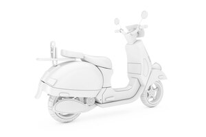 Bianco classico vintage retrò o scooter elettrico in stile argilla bicolore su uno sfondo bianco 3d rendering