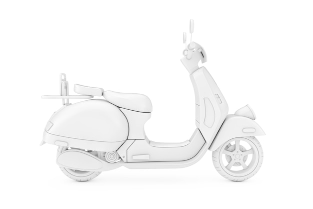 White Classic Vintage Retro or Electric Scooter in Clay Style Duotone on a white background 3d Rendering