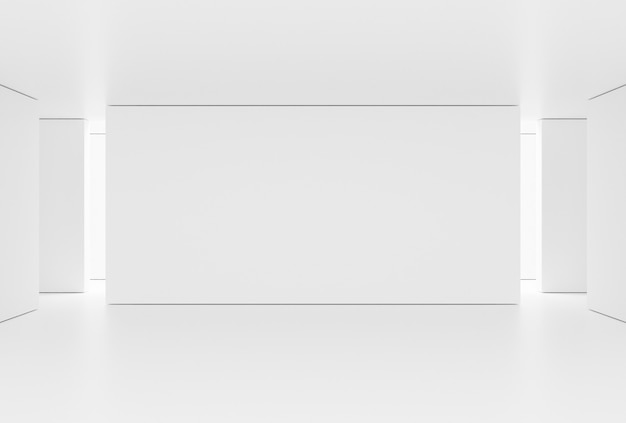 写真 ホワイトクリーンエンプティアーキテクチャインテリアスペースルームスタジオ背景ウォールディスプレイ製品ミニマル。 3dレンダリング。