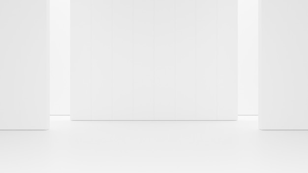 Белая чистая пустая архитектура внутреннее пространство комнаты студии фон стены отображения продуктов минималистичный. 3D-рендеринг.