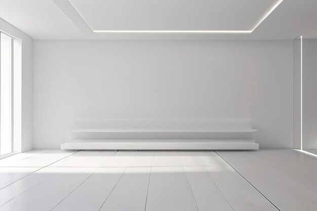 Photo white clean empty architecture interior space room studio background wall display products minimalistic