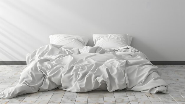 Photo white clean linens on a large double bed ai generated