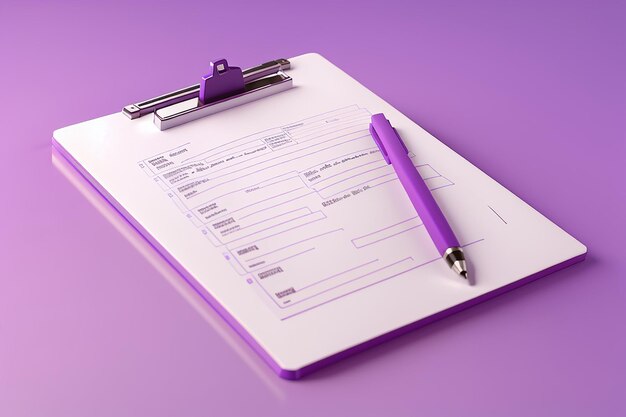 Photo white clipboard with a checklist on a purple background d render illustration