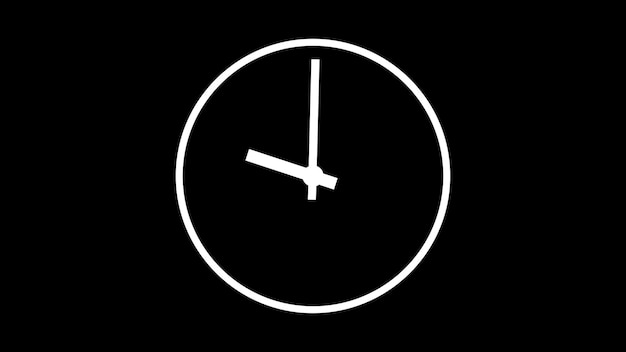 white clock on a black background