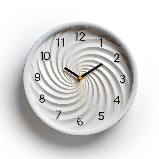 Photo a white clock with a spiral on a white wall high quality photo