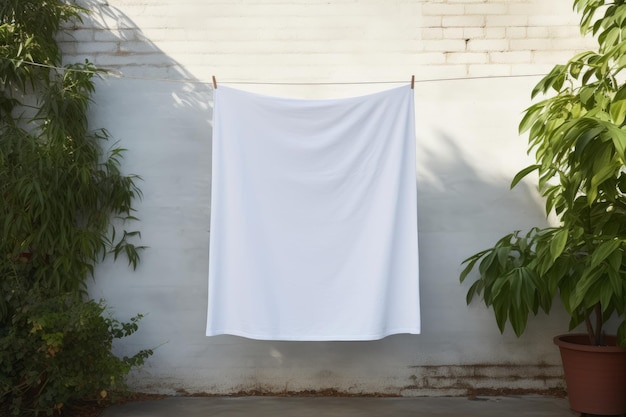 white cloth hanging on rope in house generative AI