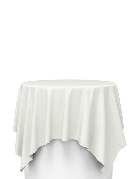 White cloth on a round pedestal isolated on white