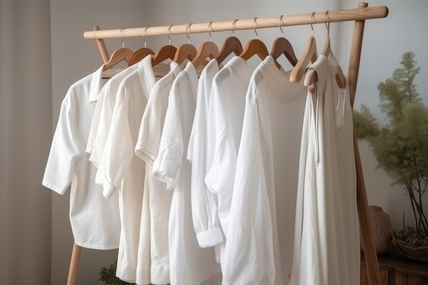 White clothes hangers clean Pastel trendy Generate Ai