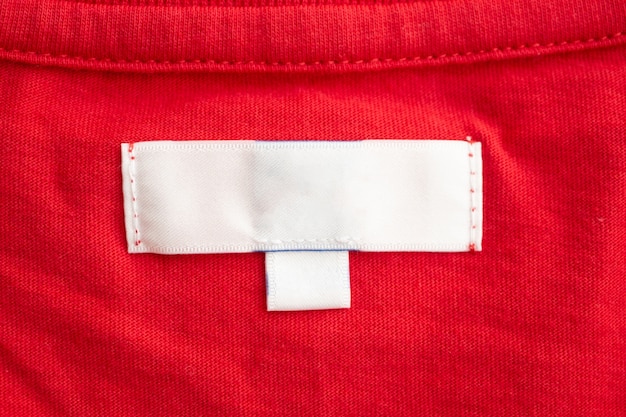 White clothing tag on cotton shirt