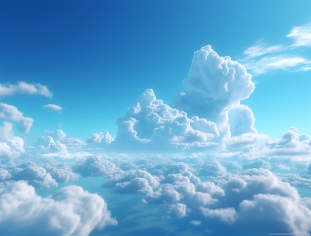 White cloud on blue sky background element