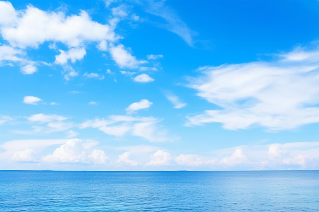 White cloud on blue sky with sea and ocean