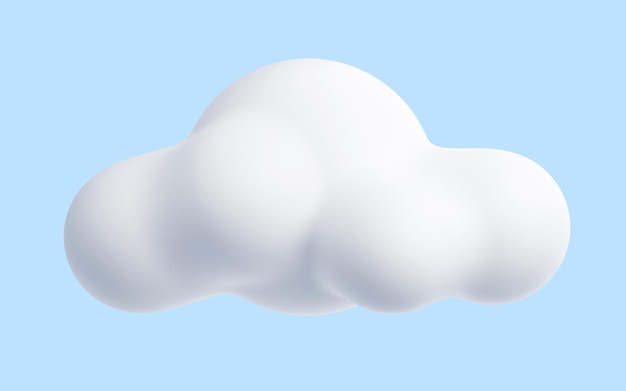 White cloud cartoon 3d render soft fluffy roundshaped clouds on blue pastel background