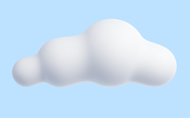 White cloud cartoon 3d render soft fluffy roundshaped clouds on blue pastel background